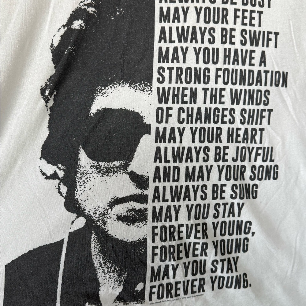 CHASER Bob Dylan ultra thin White Graphic Tee with Black Design - Picture 3 of 3